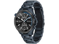 Montre Homme Hugo Boss Globetrotter 1513824 chronographe bleu mat bracelet acier