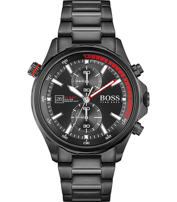 Montre Homme Hugo Boss Globetrotter 1513825 chronographe noir bracelet acier