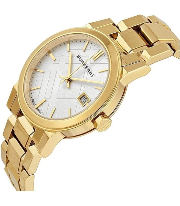 Montre Femme Burberry Heritage Swiss BU9203 en acier doré jaune