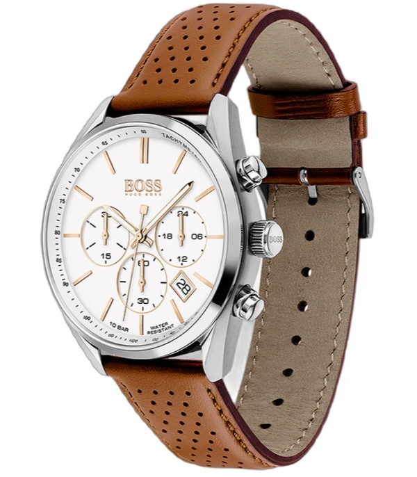 Montre Homme Hugo Boss Champion 1513879 bracelet en cuir perforé marron