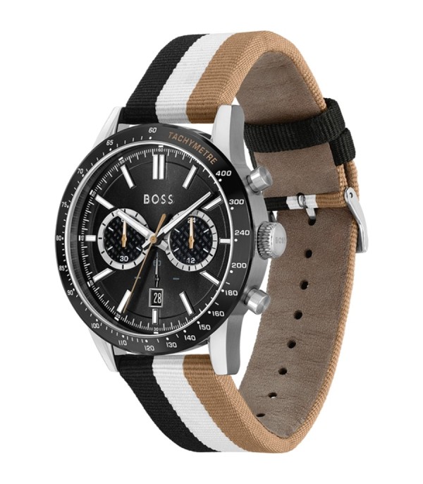 Montre Hugo Boss Allure 1513963 chronographe quatz bracelet nato marron blanc noir