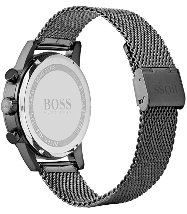 Montre Hugo Boss Navigator 1513674 chronomètre anthracite en maille milanaise