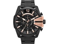 Montre Homme Diesel mega chief DZ4309 Noire à plaques or rose