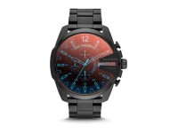 Montre Homme Diesel Mega Chief DZ4318 Boîtier et bracelet noirs en acier reflets iridescents